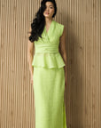Viola Textured Maxi Skirt Set - Lime / White