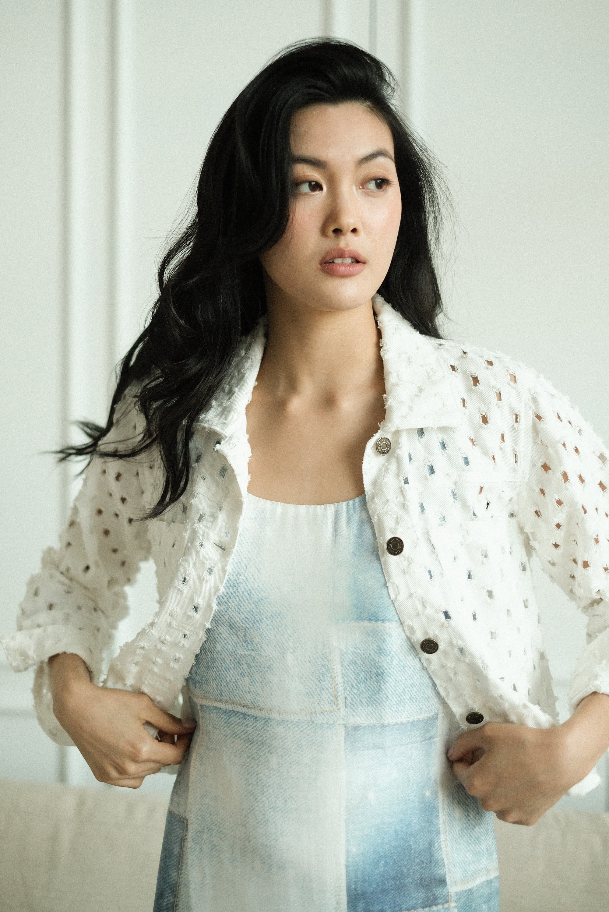 Darcy Denim Jacket - Blue/White