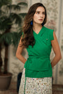 Athena Wrap Top - Emerald / Off-White