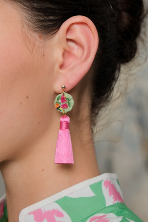 ClayMyWay Earrings - Pink Tassels