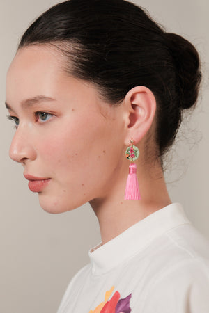 ClayMyWay Earrings - Pink Tassels