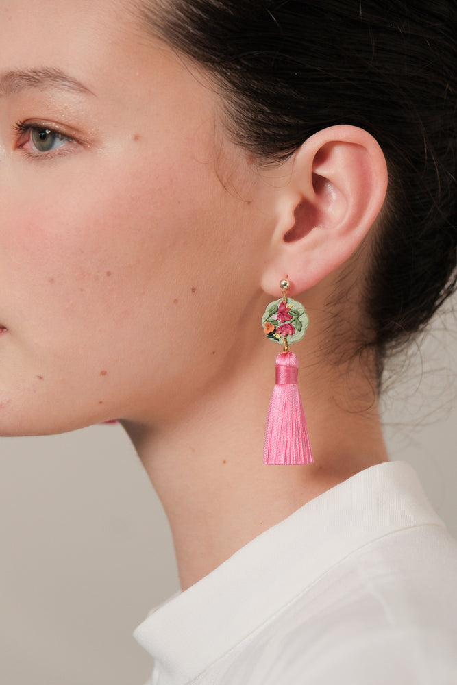 ClayMyWay Earrings - Pink Tassels