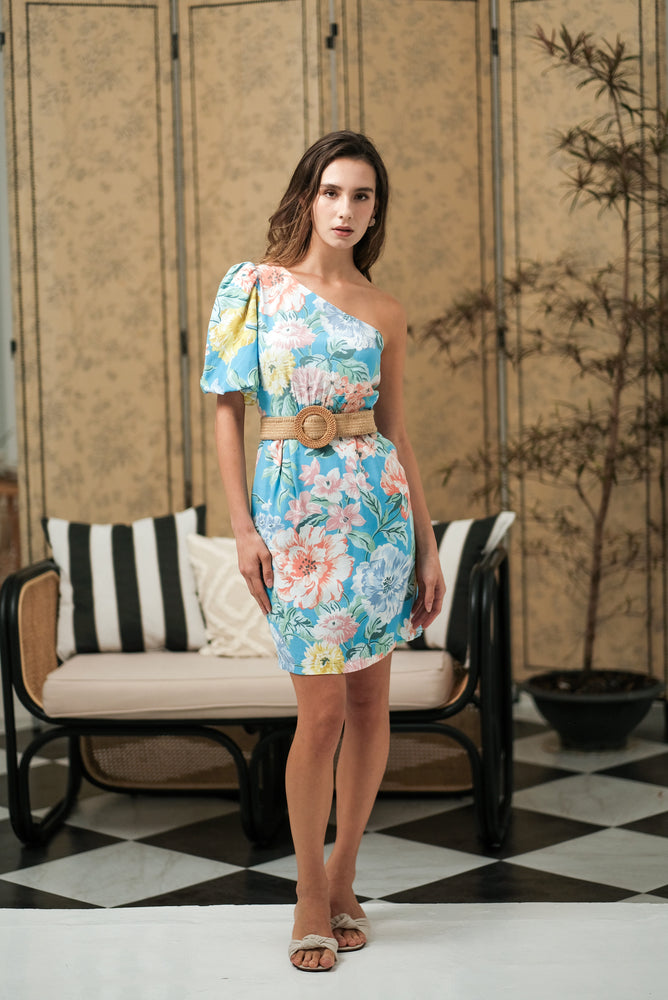 
            
                Load image into Gallery viewer, Ari Toga Mini Dress - Botanic Blues
            
        