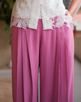Penelope Pleated Pants - Pink Lilac/ Black/ Cream