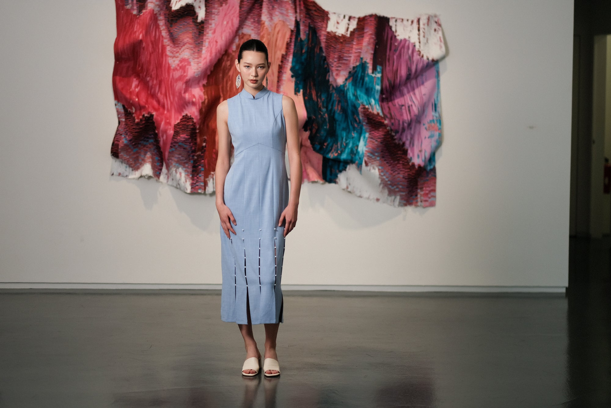Gatsby Sleeveless Slit Cheongsam - Black / Chambray