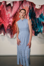 Gatsby Sleeveless Slit Cheongsam - Chambray / Black