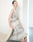 Faye Belted Dress - Black & White