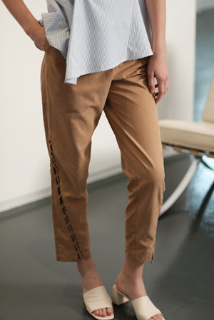 Kimmie Laced Up Cupro Pants - Black / Khaki