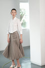 Carita Pleated Skirt - Black / Beige / Chambray