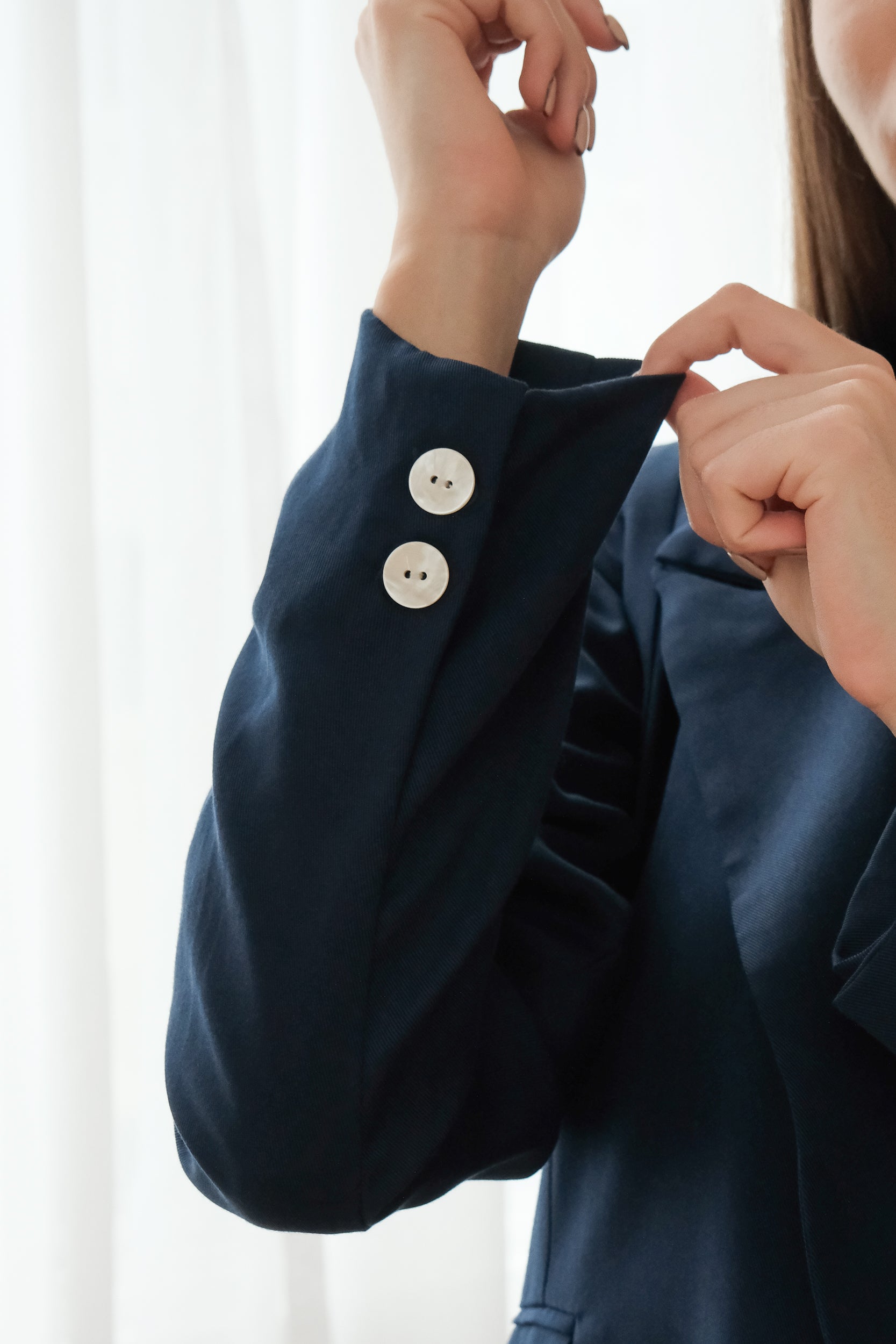 Nola Tailored Blazer - Blush Pink / White / Navy