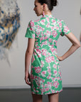 Theia Tie Shift Cheongsam - Pink-Green Floral