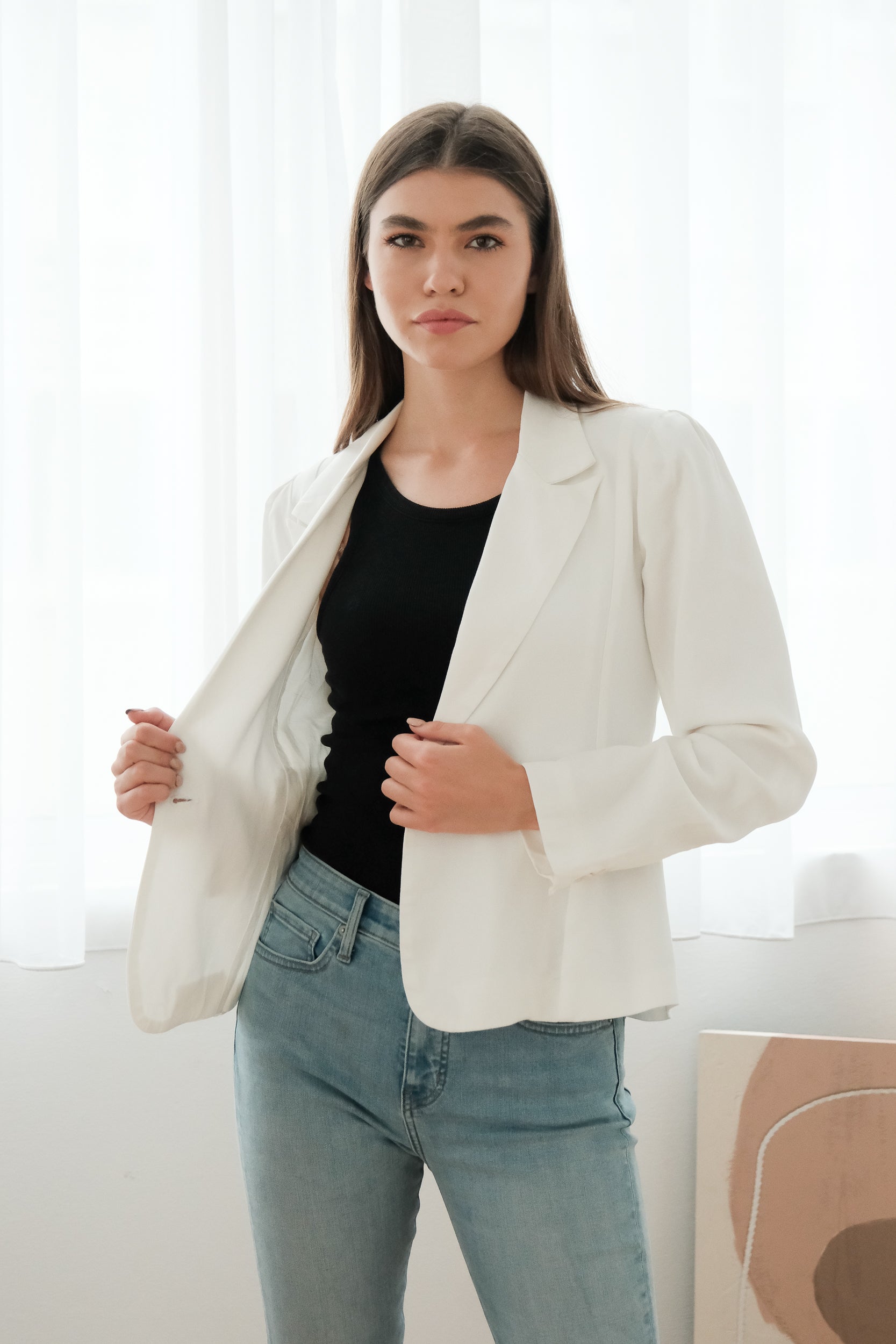 Nola Tailored Blazer - Blush Pink / White / Navy