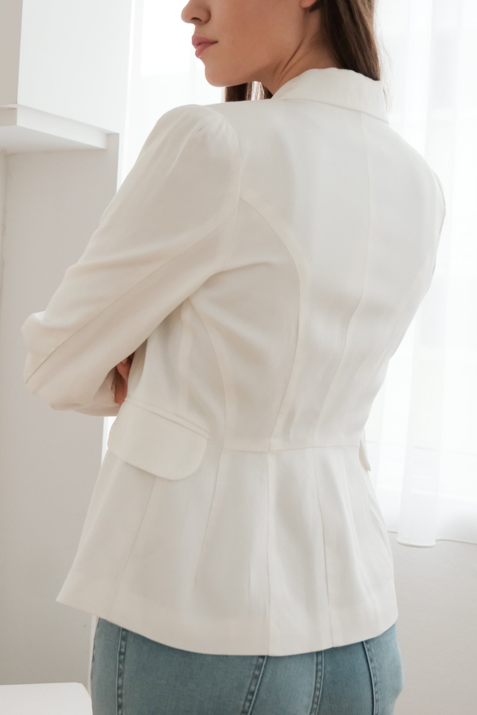 Nola Tailored Blazer - Blush Pink / White / Navy