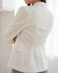 Nola Tailored Blazer - Blush Pink / White / Navy