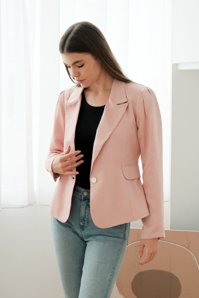 Nola Tailored Blazer - Blush Pink / White / Navy