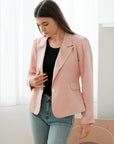 Nola Tailored Blazer - Blush Pink / White / Navy