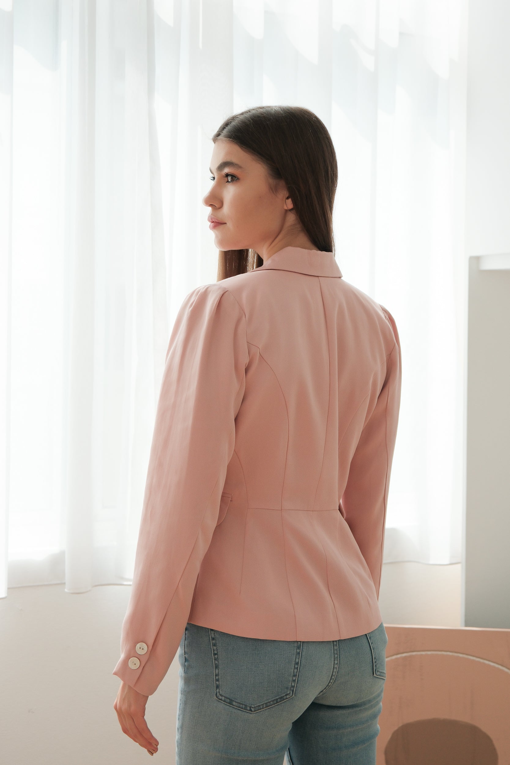 Nola Tailored Blazer - Blush Pink / White / Navy