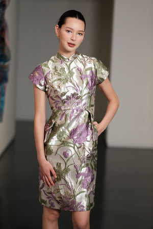 Lavender Jacquard Cheongsam