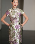 Lavender Jacquard Cheongsam