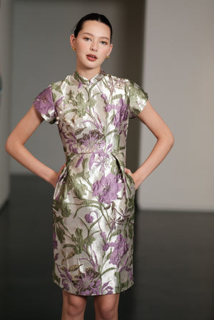 Lavender Jacquard Cheongsam