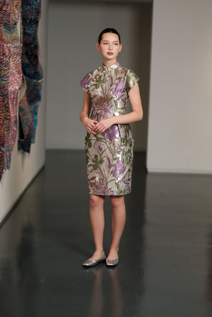 Lavender Jacquard Cheongsam