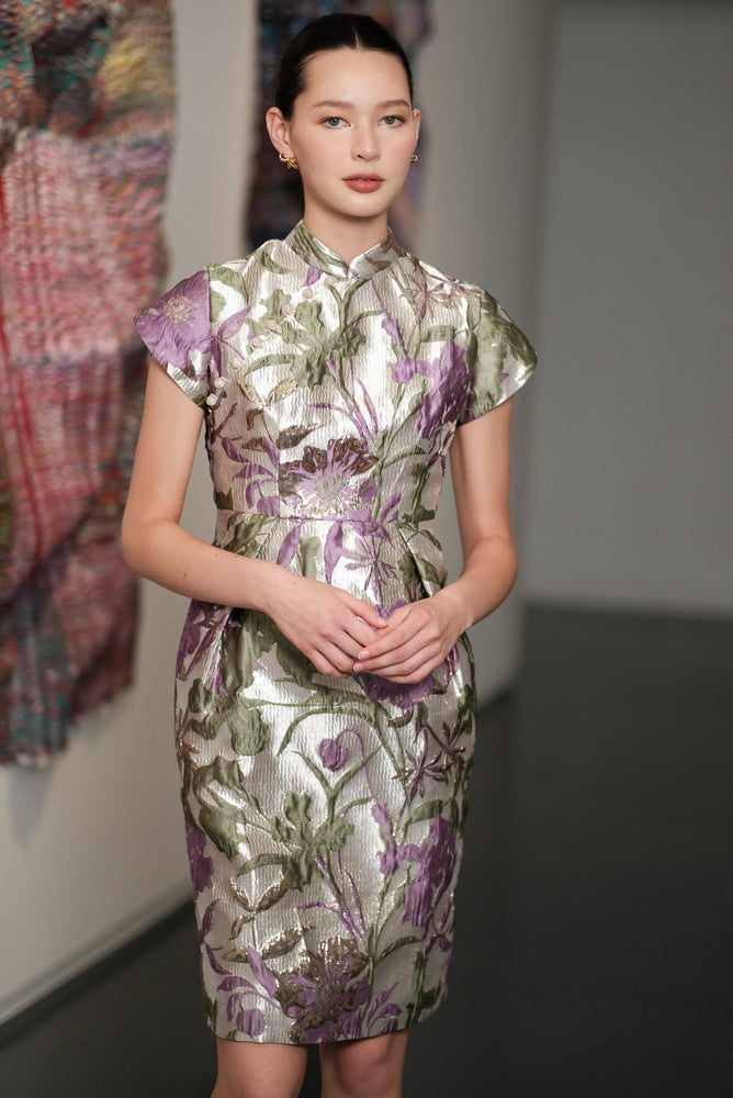 Lavender Jacquard Cheongsam