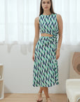 Marina Cut-Out Dress - Geometric Print