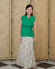 Athena Wrap Top - Emerald / Off-White