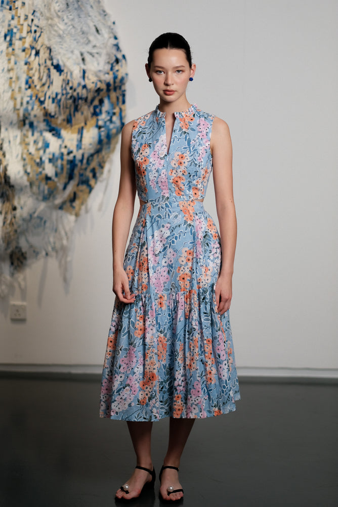 Lyon Convertible Cut-Out Dress - Blue Floral