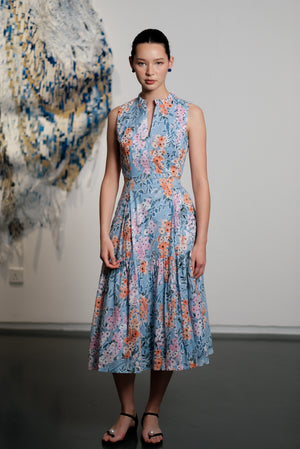 Lyon Convertible Cut-Out Dress - Blue Floral