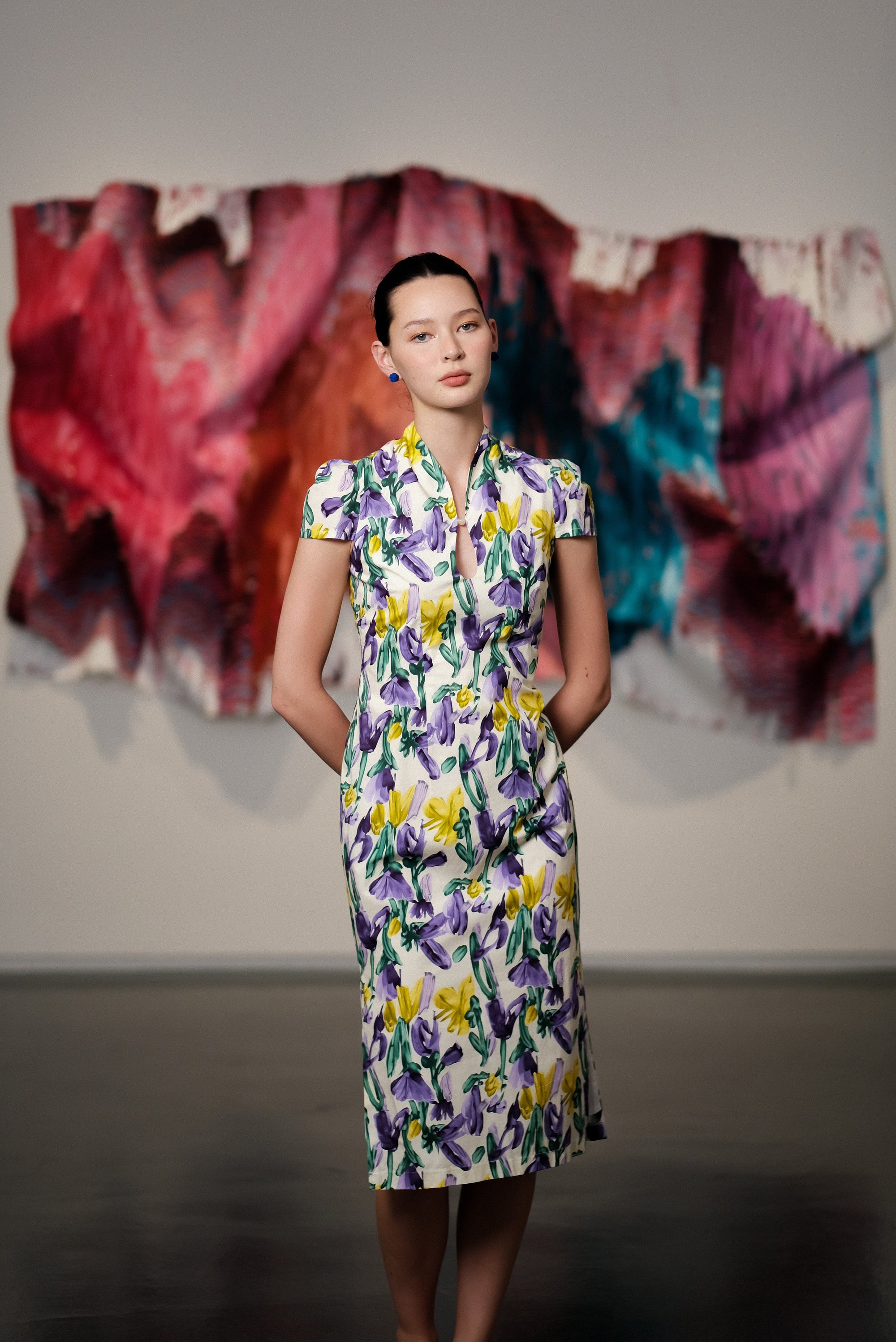 Violette Midi Cheongsam - Tulip Blooms
