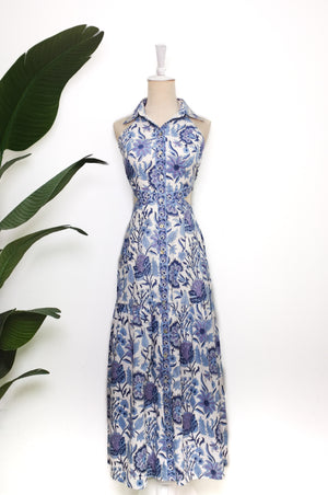 
            
                Load image into Gallery viewer, Reyna Halter Maxi Dress - Blue White
            
        