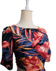 Twylla Double Twist Flared Dress - Amber Foliage