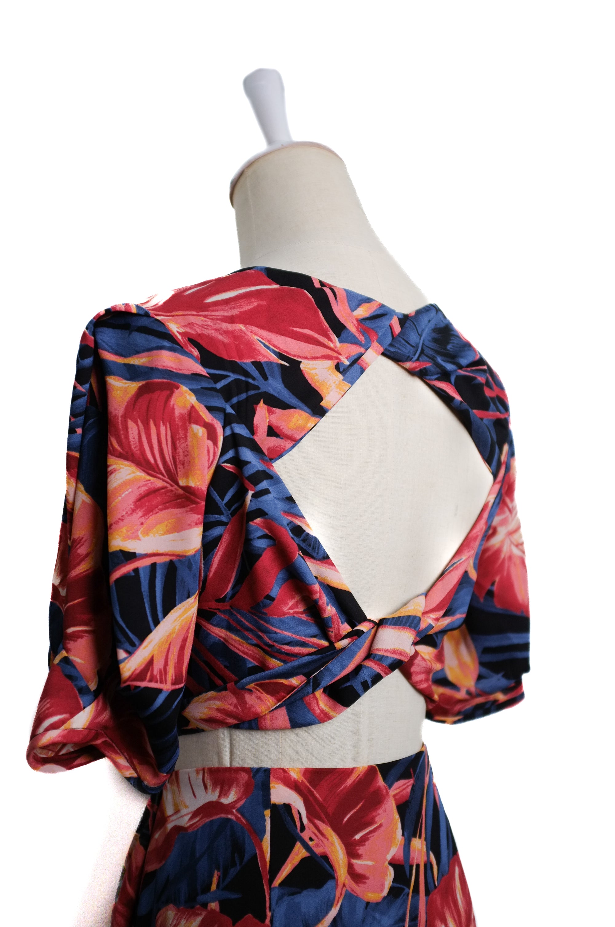 Twylla Double Twist Flared Dress - Amber Foliage