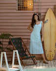 Brighton Column Midi Dress - Turquoise Stripes