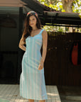Brighton Column Midi Dress - Turquoise Stripes