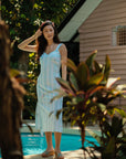 Brighton Column Midi Dress - Turquoise Stripes