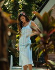 Brighton Column Midi Dress - Turquoise Stripes