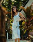 Brighton Column Midi Dress - Turquoise Stripes