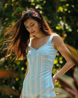 Brighton Column Midi Dress - Turquoise Stripes
