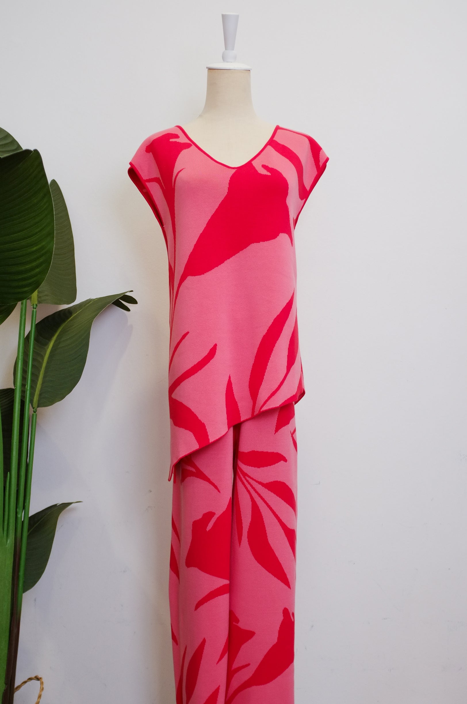 TMP Knits Reversible Two-Piece Pants Set - Coral &amp; Pink