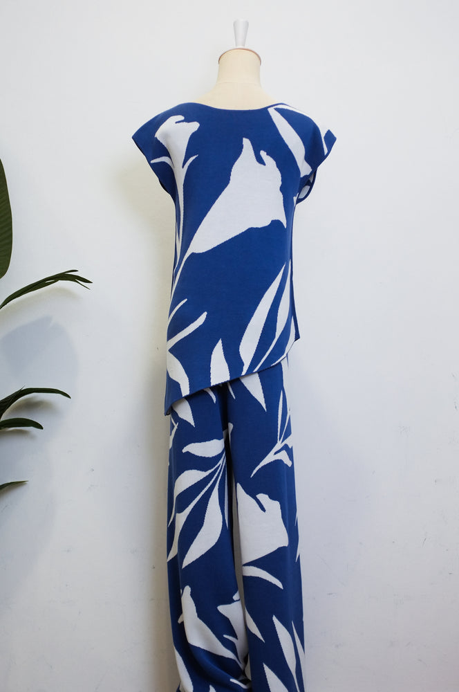 TMP Knits Reversible Two-Piece Pants Set - Blue & White