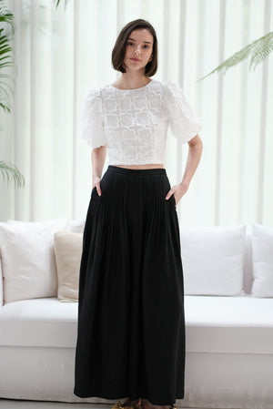 Palazzo Pleated Pants - Black