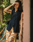 Tate Linen Vest - Navy