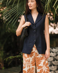 Tate Linen Vest - Navy