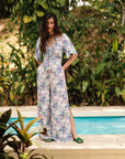 Rory Tie-Front Maxi Jumpsuit - Purple Ikat