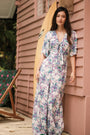 Rory Tie-Front Maxi Jumpsuit - Purple Ikat