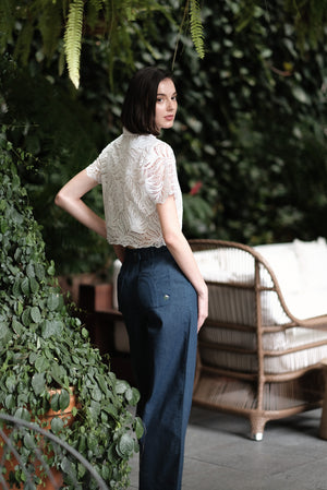 Bianca Lace Crop Top - Leaves