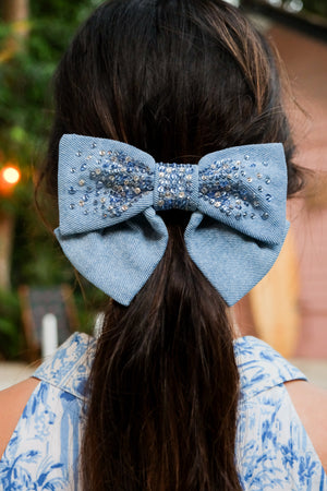 Denim Bow Barrette