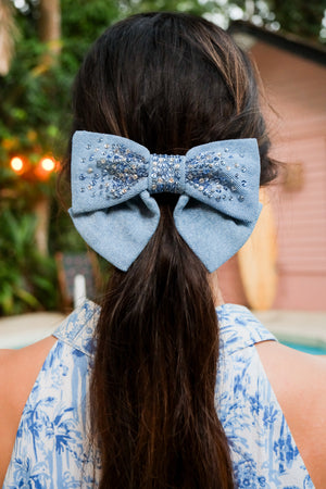 Denim Bow Barrette